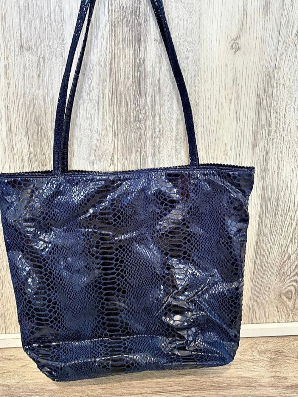 Carlos Falchi blue python Snake Skin embossed tote bag Fatto A Mano Lightweight